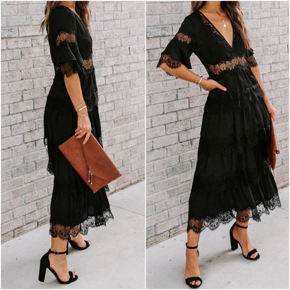 Classic Eyelash Lace Tiered Summer Party Festival Dress - Picture 4 of 4